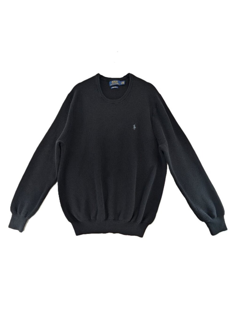 Polo Ralph Lauren Sweater Mens Size XL Black Pima Cotton Pique Pullover Pony
